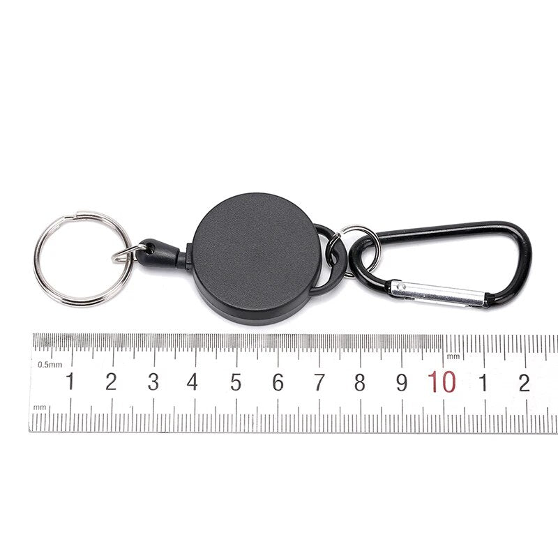 60cm Badge Reel Retractable Recoil Anti Lost Ski Pass ID Card Holder Key Ring Keyring Steel Cord Black Wire Rope Keychain