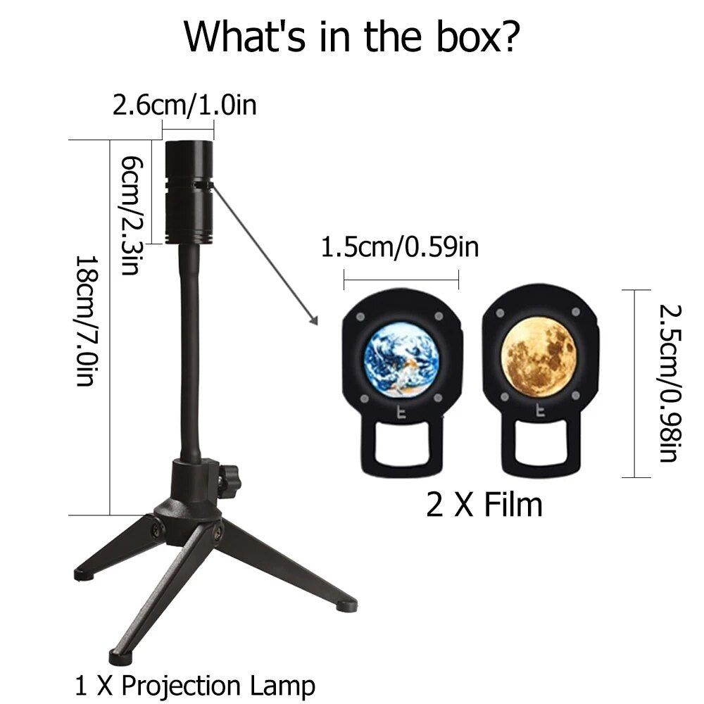 Moon Lamp Planet Projector Night Light Sky Projector 360° Rotatable USB Moon Led Night Lamp Earth Projection Lamp Room Decor