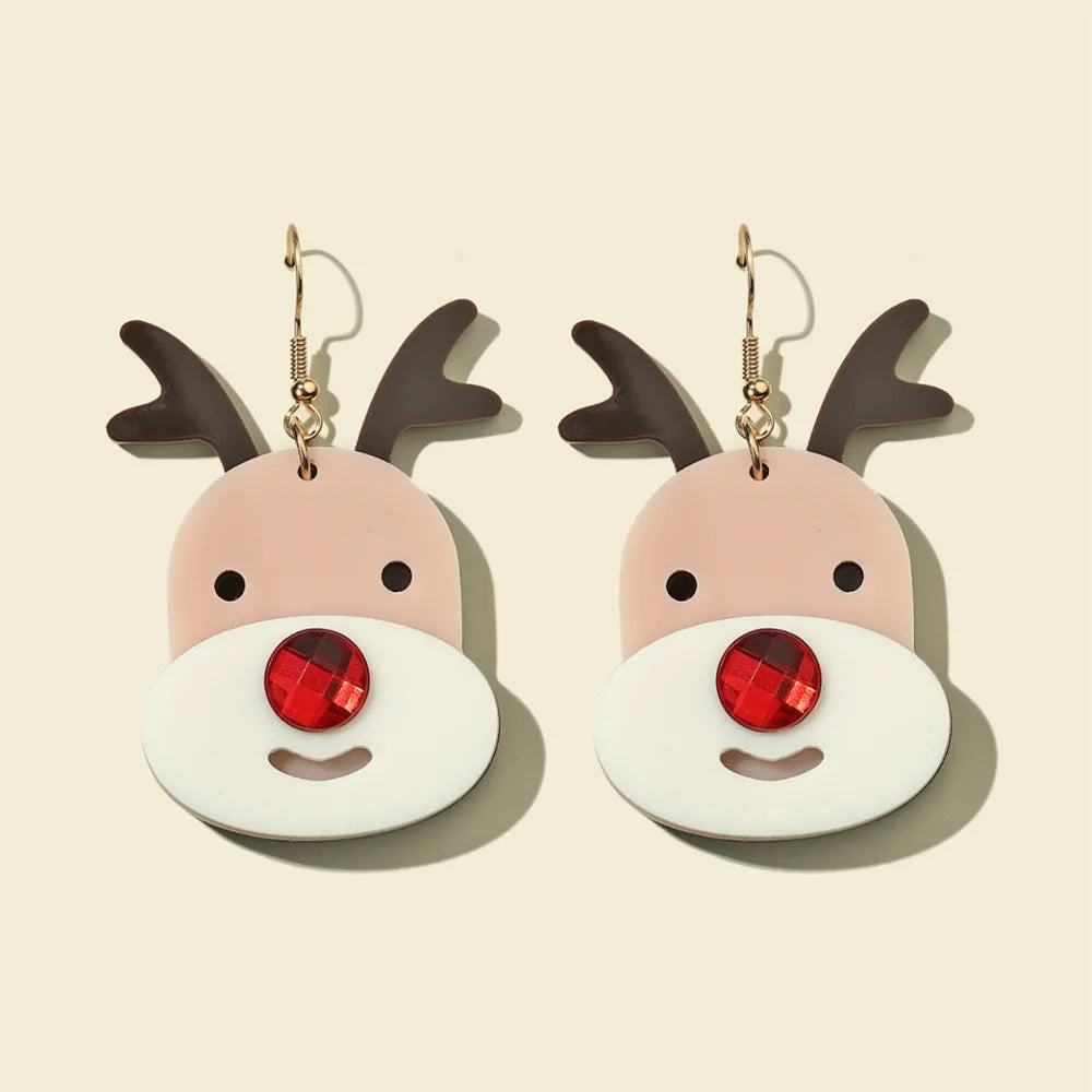 Fashion Cartoon Elk Tree Snowman Christmas Earrings Cute Acrylic Glitter Colorful Gifts Santa Claus Dangle Drop Earrings Jewelry