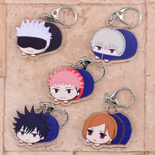 6 Styles  Jujutsu Kaisen Keychain Yuji Itador Gojo Satoru Cute Anime Keyring Accessories Gifts