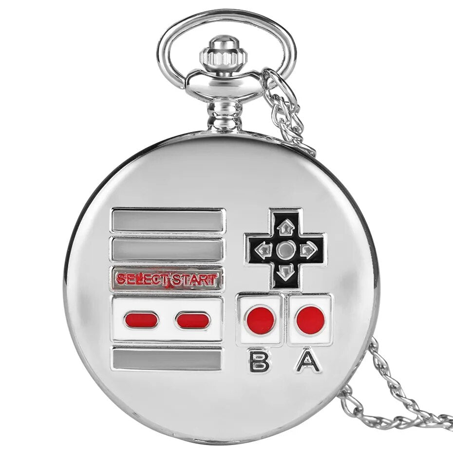 New Arrivals 2019 Gamepad Design Quartz Pocket Watch Exquisite Pendant Clock Silver Necklace Watch for Men Women Children