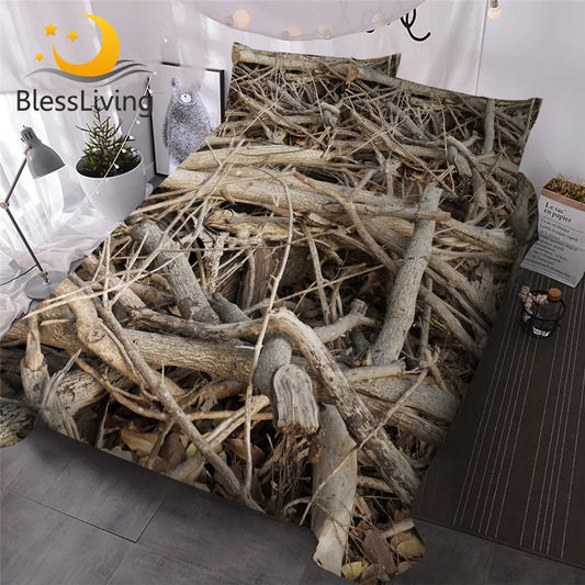 BlessLiving Tree Branches Duvet Cover Set 3D Printed Bed Cover Weed Plant Bedding Set Nature Bedspreads 3pcs King Size Drop Ship