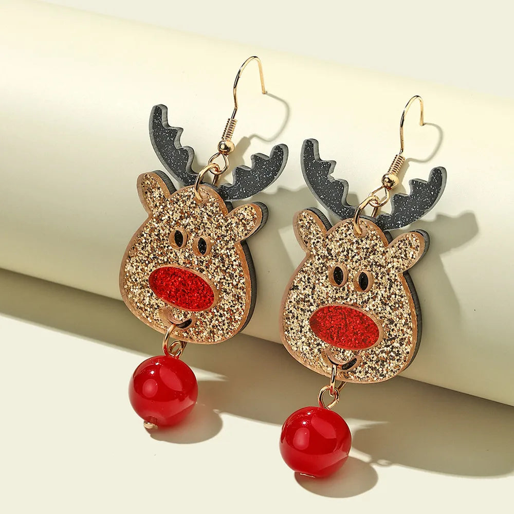 Fashion Cartoon Elk Tree Snowman Christmas Earrings Cute Acrylic Glitter Colorful Gifts Santa Claus Dangle Drop Earrings Jewelry