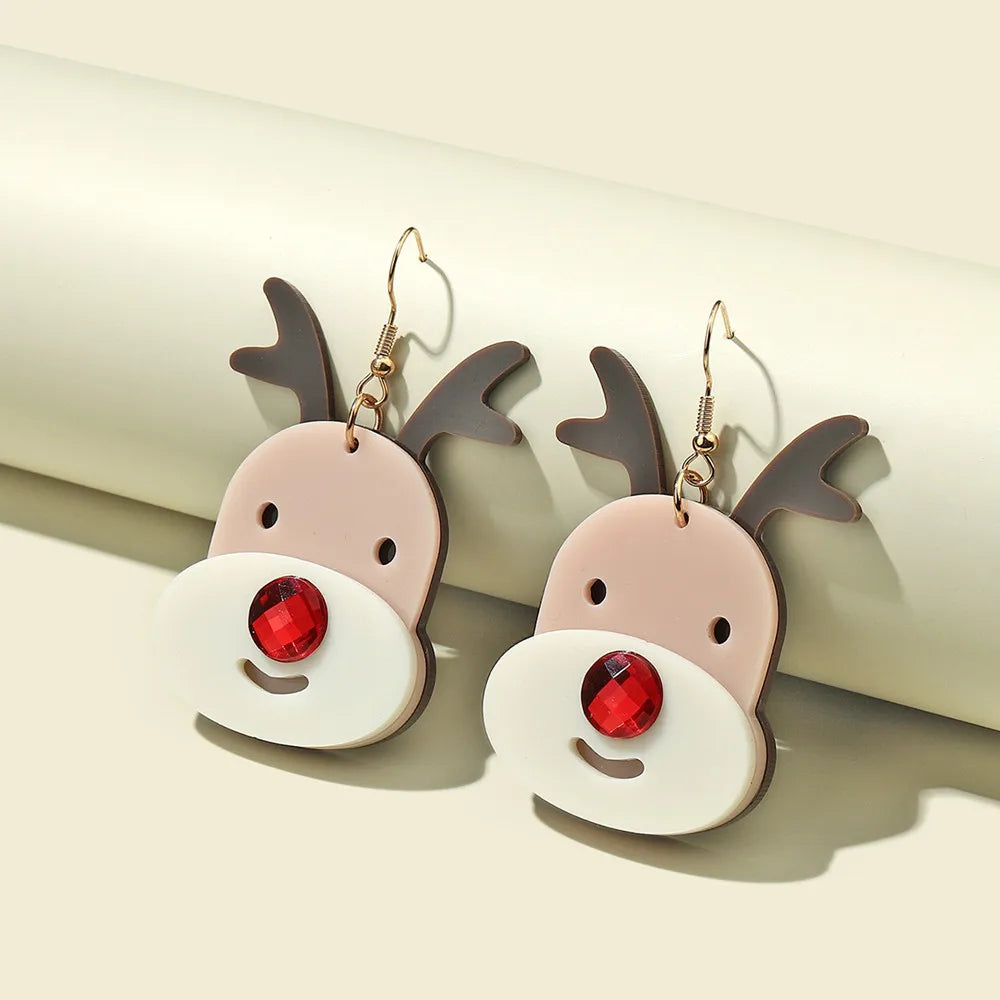 Fashion Cartoon Elk Tree Snowman Christmas Earrings Cute Acrylic Glitter Colorful Gifts Santa Claus Dangle Drop Earrings Jewelry