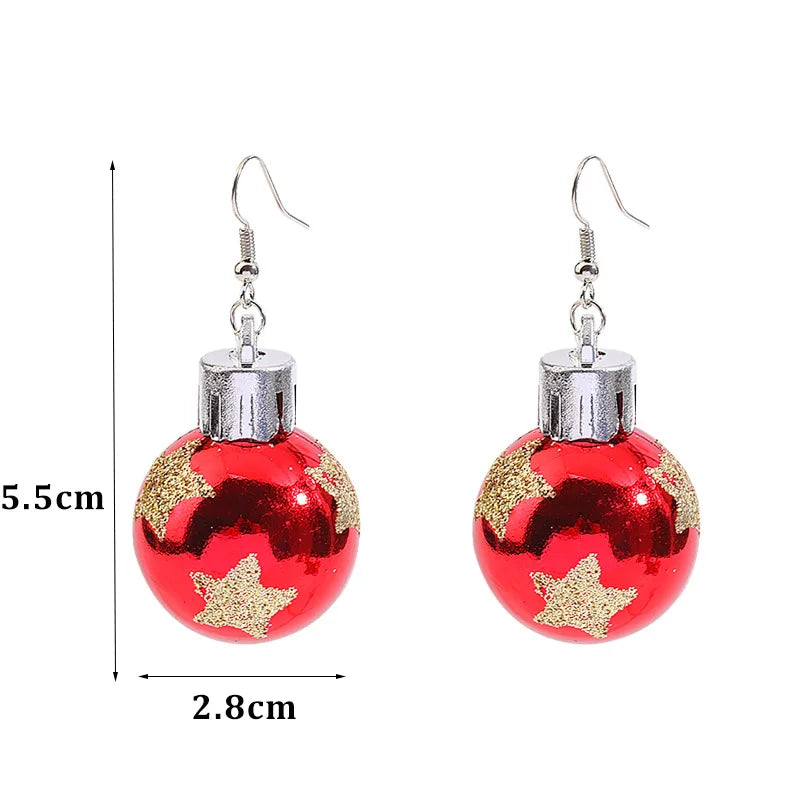 Creative Christmas Bulb Drop Earring Christmas Ball Earrings For Women Christmas Gift Colorful Ball Dangle Earring For Women