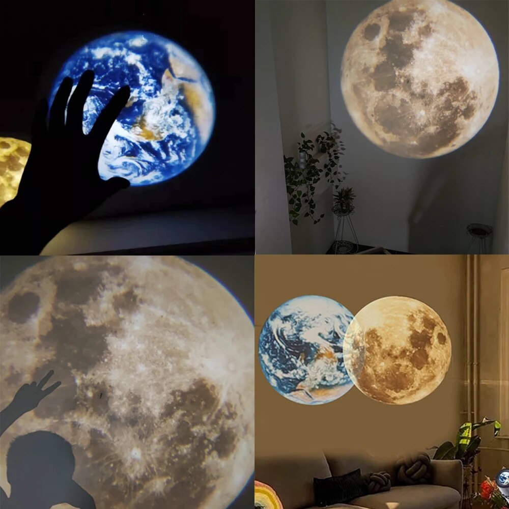 Moon Lamp Planet Projector Night Light Sky Projector 360° Rotatable USB Moon Led Night Lamp Earth Projection Lamp Room Decor