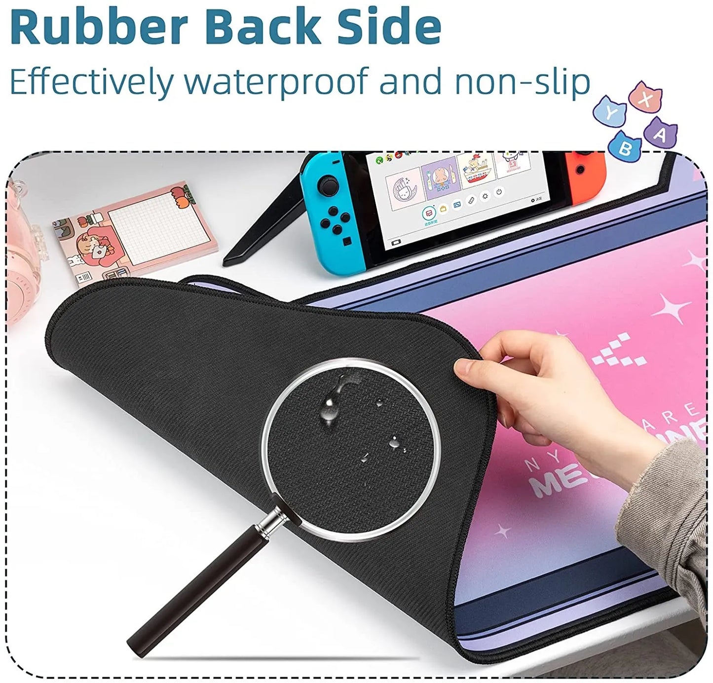 Big Mouse Pad Cute Cat Ears Desk Pad Thicken Computer Games Non-slip Pink Girl Cartoon Super Cute For Girl Game Boy 80CM*40CM